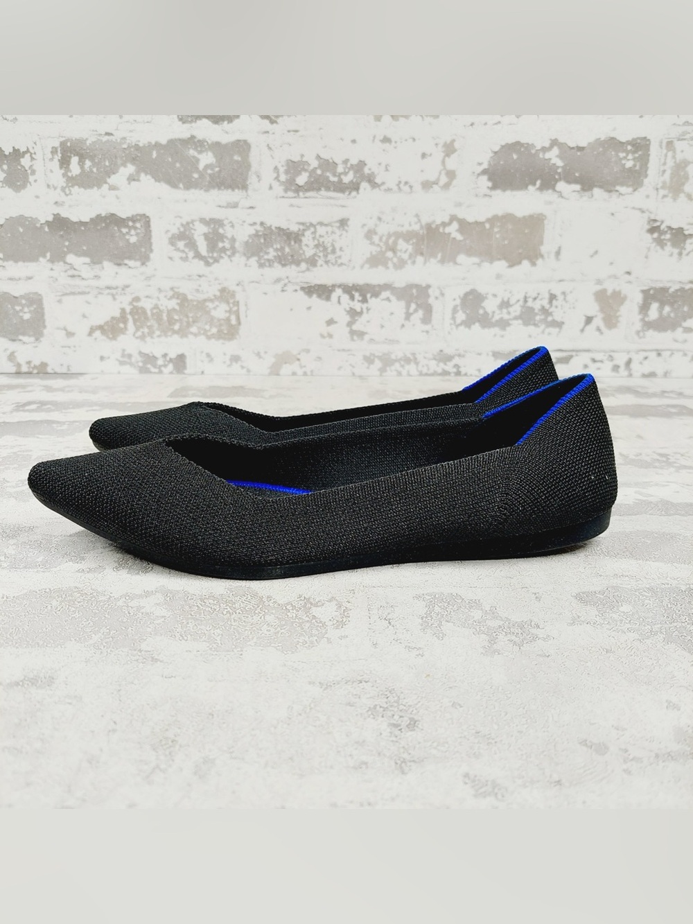 NEW Rothy's The Flat Black Knit Pointy Toe Slip On Loafers E989